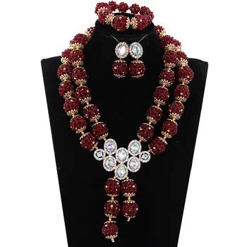 

Vintage flower wedding jewelry sets for brides african crystal nigerian beads set Free shipping JB113