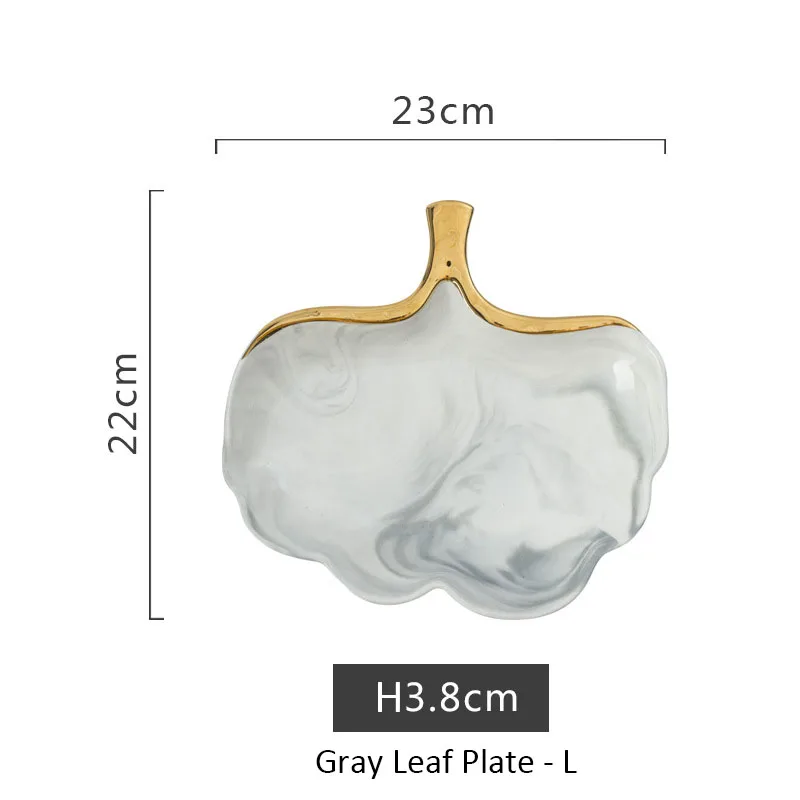 Глод мраморная керамическая тарелка блюдо суповая чаши для риса и супа салатная тарелка ювелирный лоток для хранения посуды Декоративная посуда - Цвет: Gray Leaf Soup Plate