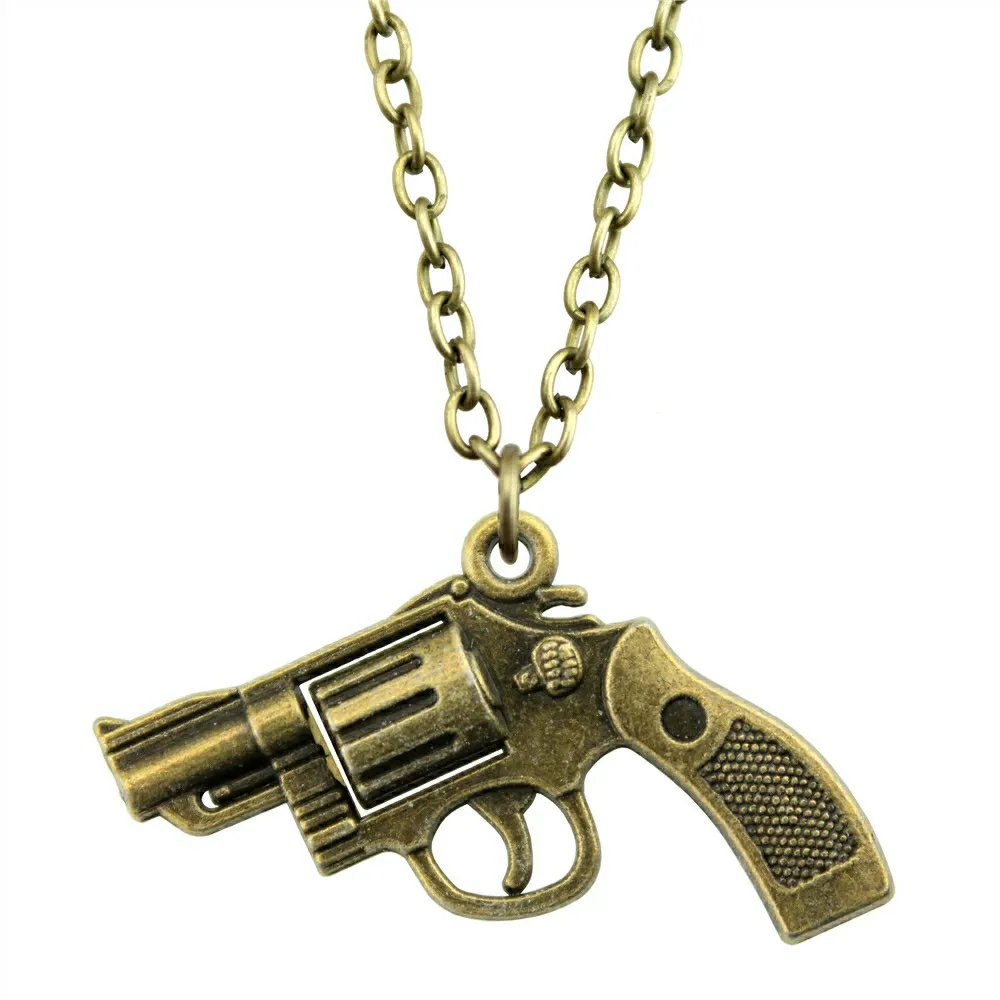 WYSIWYG 2 Colors 29x22mm Pistol Gun Pendant Necklace, Fashion Jewelry