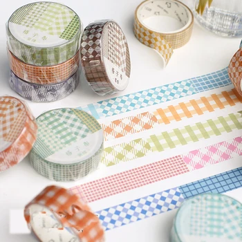 

Mohamm Kawaii Plaid cloth Series Color Washi Masking Tape Release Paper Stickers Scrapbooking Stationery Decorative Tape