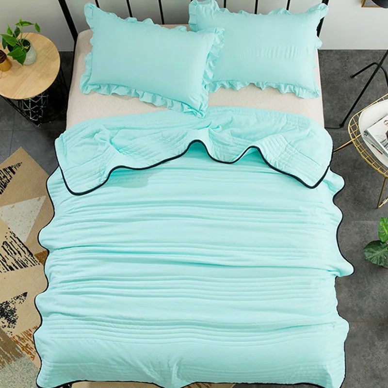 

Summer Super Soft Washed Cotton Quilts Solid Color Throws Blanket Summer Thin Comforter Stiching Duvet Quilt Filling Queen Size