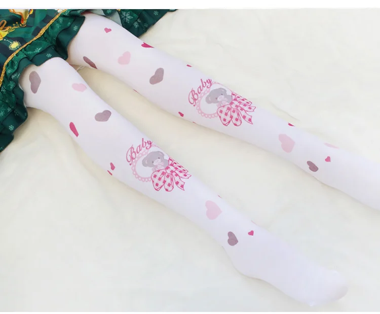 Колготки в стиле «лолита» для принцессы, милые и милые колготки в японском стиле с принтом медведя для девочек, чулки для студентов, WXL025