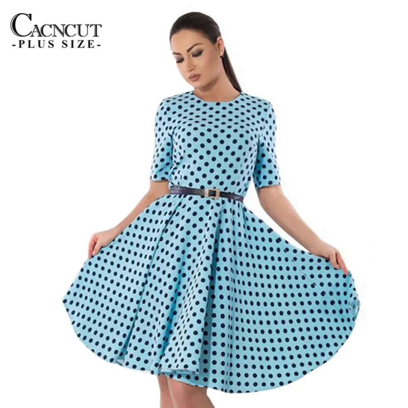 CACNCUT 2018 New Plus Size Short Sleeve Summer Women Dress Big Size