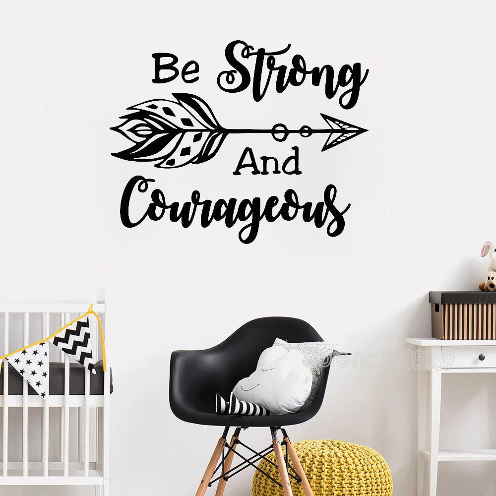 Be Strong And Courageous Wall Decal Joshua 19 Quotes Home Decor