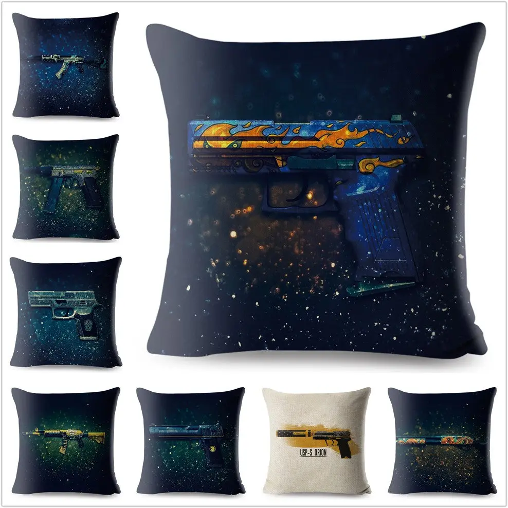 Counter-Strike Pillow Cover 45*45cm Gun Desert Eagle AK Linen Cushion Covers Living Room Case Home Decoration Pillowcase | Дом и сад