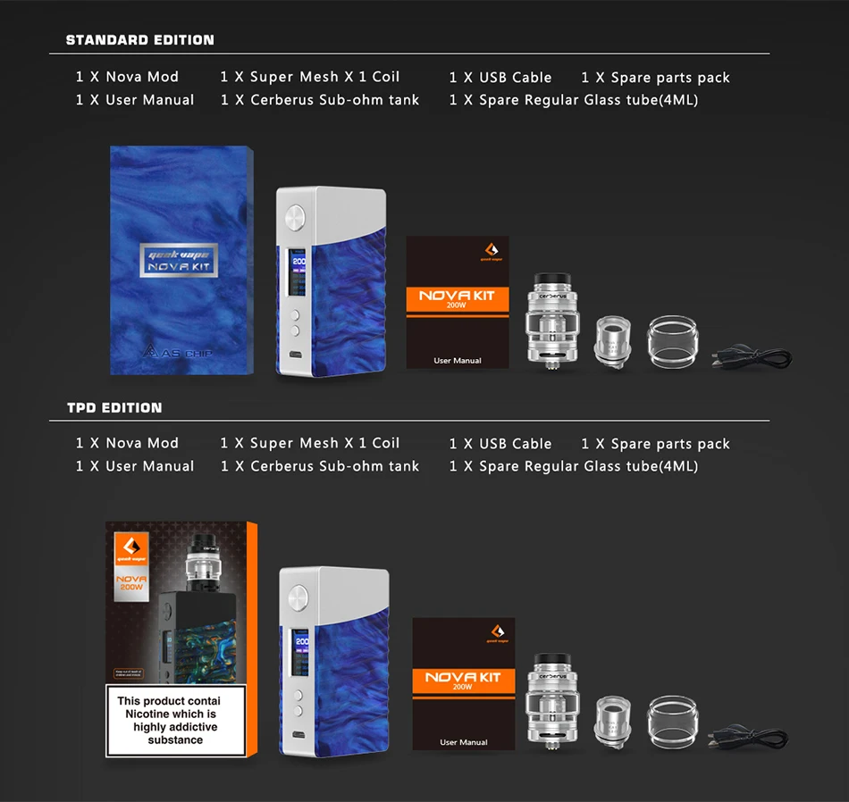 GeekVape NOVA 200W TC Kit with Cerberus Tank