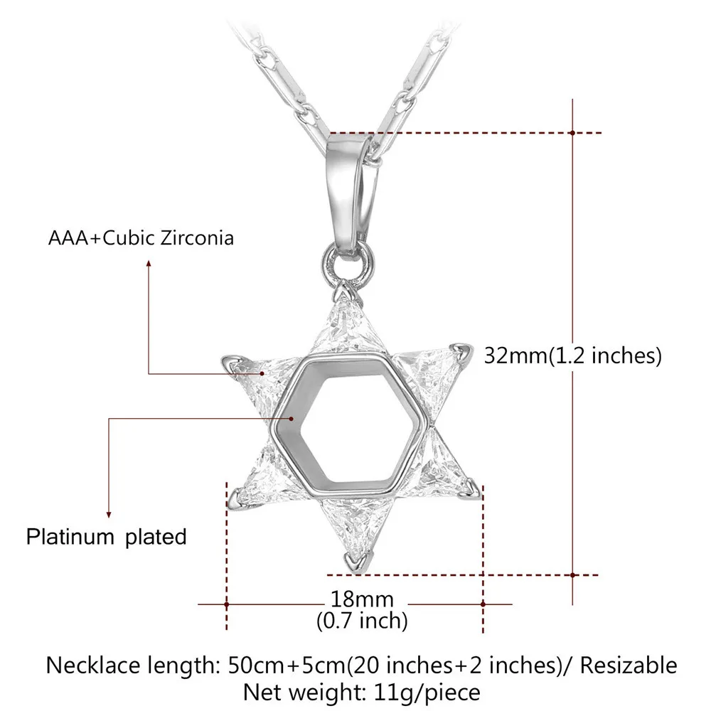 Звёздный лорд Маген Звезда Давида, кулон Цепочки и ожерелья ювелирные изделия золото/серебро Цвет с квадратными кристаллами циркония, израильские, еврейские Цепочки и ожерелья P2285