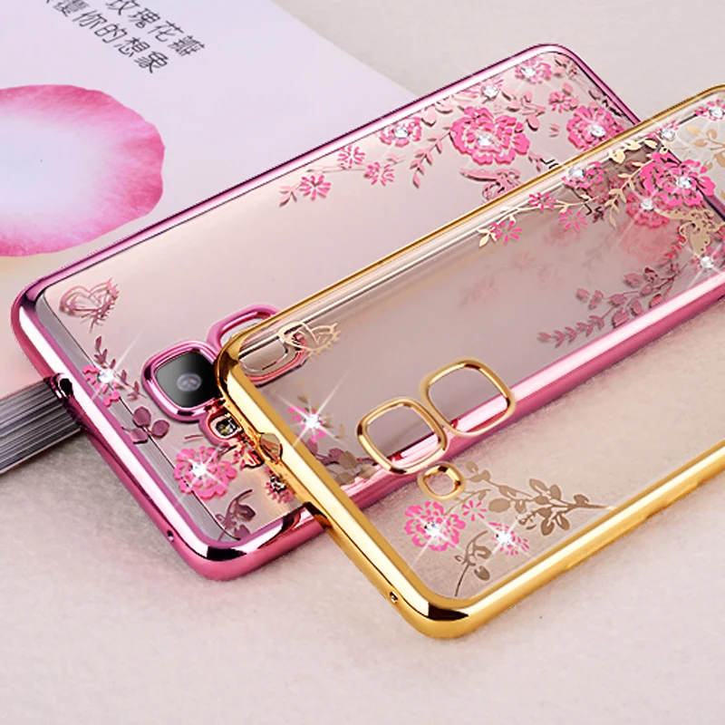 

05 Protect Soft Rose Gold TPU Flower Cover Sparkly Gliter case For Huawei GT3 GT 3 Honor 5C 5 C Nmo L23 L31 / 7 Lite Honor7Lite