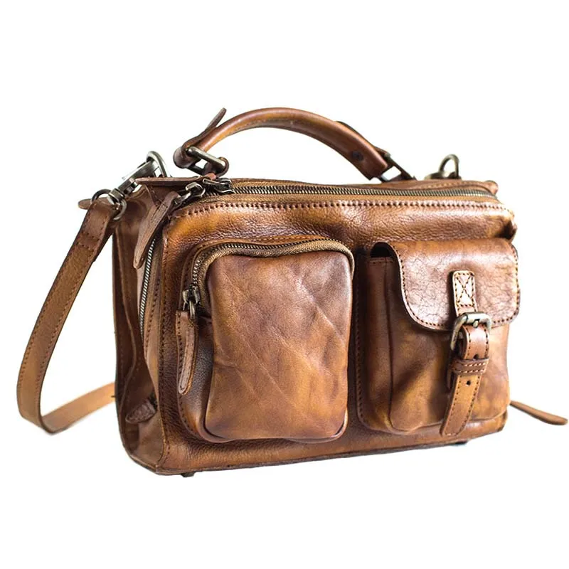 The first layer of leather messenger bag casual soft leather diagonal bag retro handbag