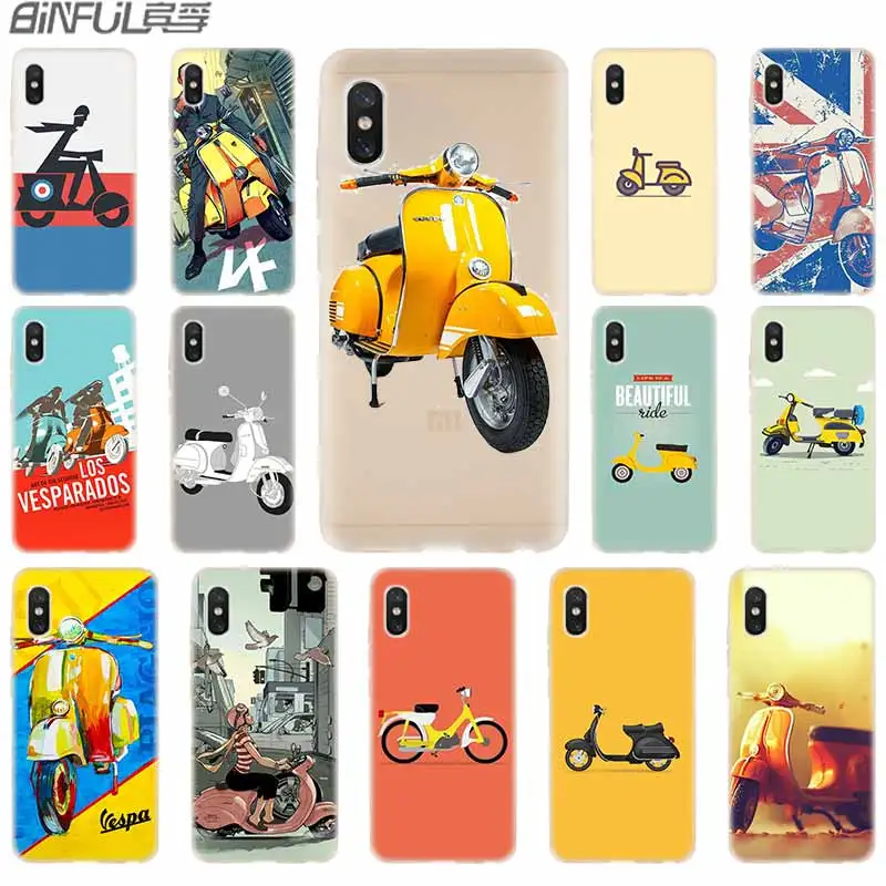 

cover soft Silicone TPU Case For Xiaomi Xiaomi Mi 5X 9 8 A2 Lite 6X F1 Mix 2s Max3 Redmi Note 7 Go Vespa Scooter