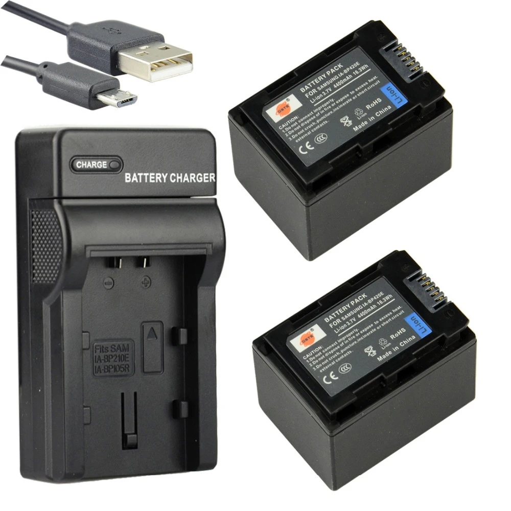 

DSTE 2PCS IA-BP420E Li-ion Battery with USB Port Charger for SAMSUNG SMX-F40 F44 F50 F70 F54 HMX-H200 Camera