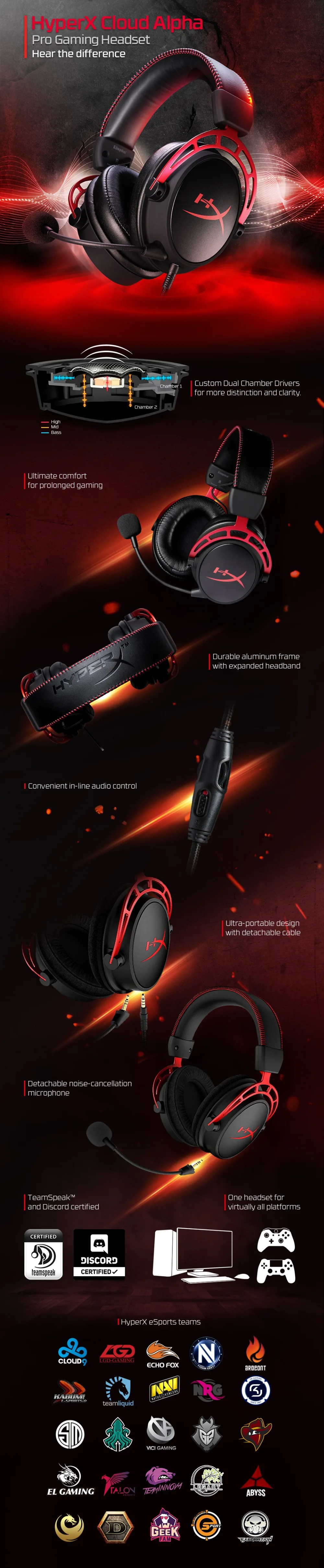 Kingston HyperX Cloud Alpha limited edition электронная спортивная Гарнитура микрофон игровая гарнитура Мобильный проводной микрофонный провод управления