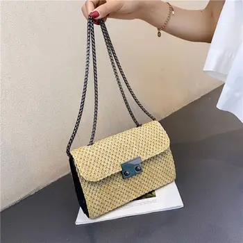 

Fashion Women Summer Rattan Handbag Shoulder Bag 2019 Lady Crossbody Straw Straw Bag Shopping Tote Messenger Satchel Purse