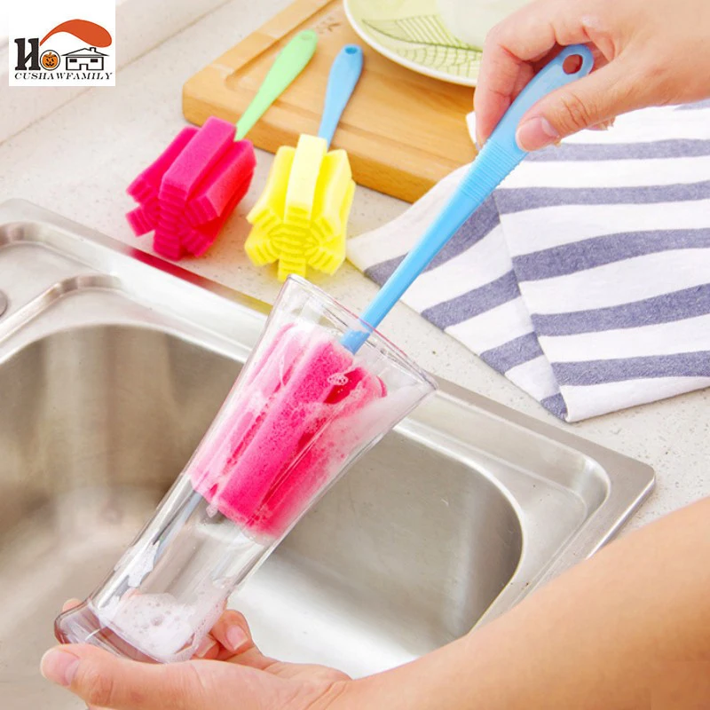 

2 pcs/lot Color brush bowl dishes Tableware clean cup brush sponge brush kitchen cleaner tool home brushes Cleaning products