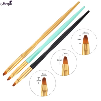 

Monja 3Pcs/Set Nail Art Mixed Color Acrylic UV Gel Extension Builder Painting Brush Flower Image DIY Drawing Pen Manicure Tool