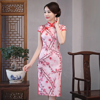 

Shanghai Story New Arrival Traditional Chinese Cheongsam Short Style Knee Length Cheongsam Womens Dress Elegant Slim Qipao
