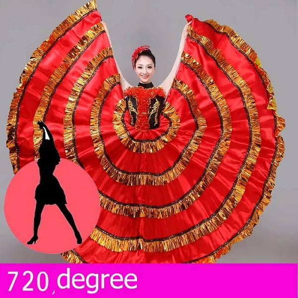 Фламенко платье женские длинные юбки Bullfighting Испания костюмы танцовщицы Цыганский костюм женские бальные платья для танцев женщина DN3047 - Цвет: 720 degree