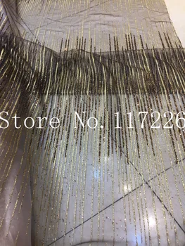 

Hot selling glued glitter lace fabric for sexy dress Latest pattern 5yards French net tulle lace fabric