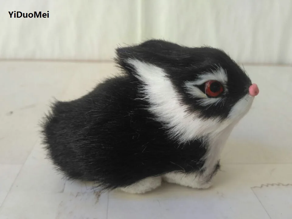 artificial rabbit polylene&ampfurs mini 8x6cm black handicraft Figurines prop home decoration toy gift a1205 | Дом и сад