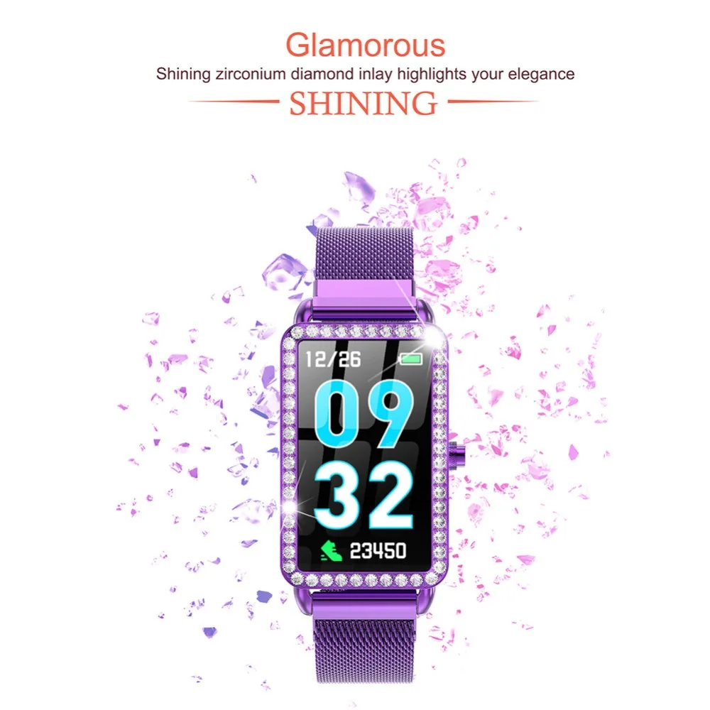 Мульти-функциональные модные часы Smart Watch Bluetooth гаджет с монитором и датчиком подсчета сердечного ритма, Водонепроницаемый 1,14 дюймов Для женщин Смарт-браслет для телефонов на базе Android и IOS