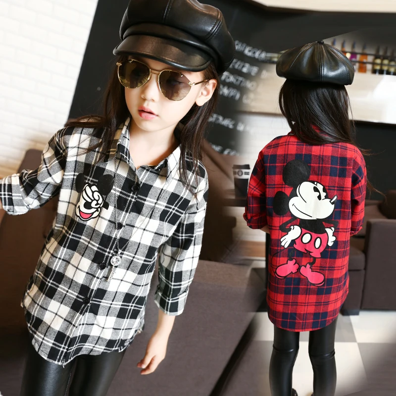 

2019 spring and autumn child plaid shirts 100% cotton girls long-sleeve shirt