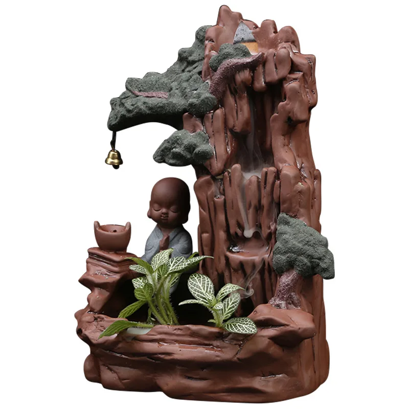 Tree lined Backflow Incense Burner Big size in Gift Box Monk Cone