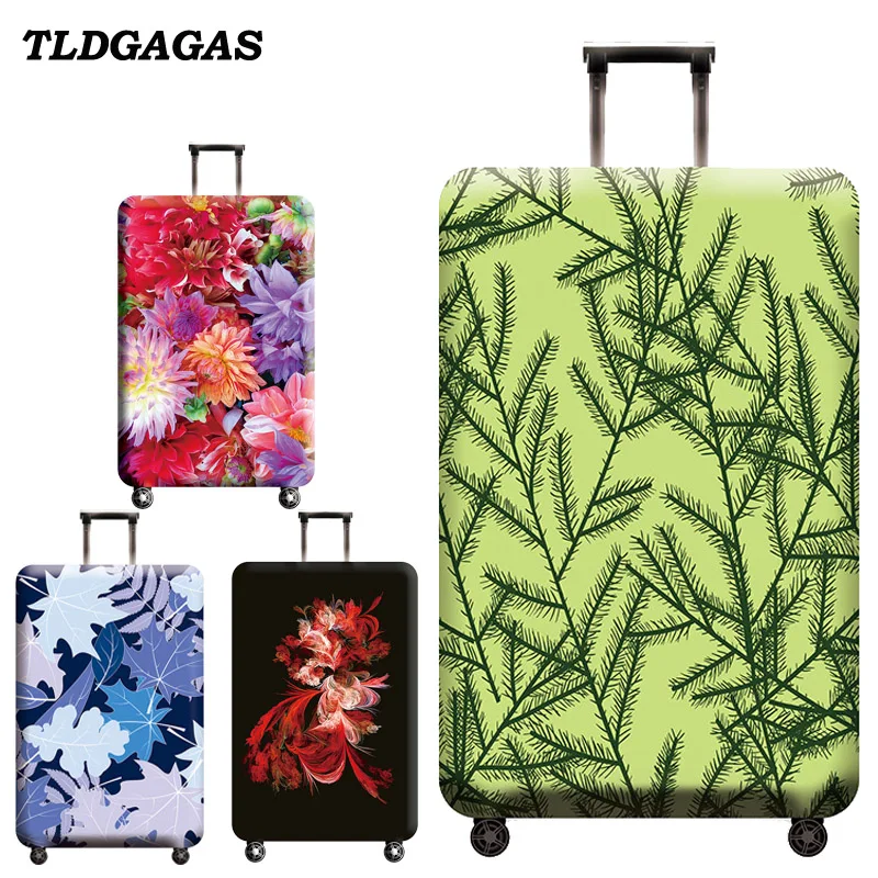 

TLDGAGAS Elastic Fabric Plant Pattern Luggage Protective Cover Suit 18-32 Inch Trolley Case Suitcase Cover Travel Accessories