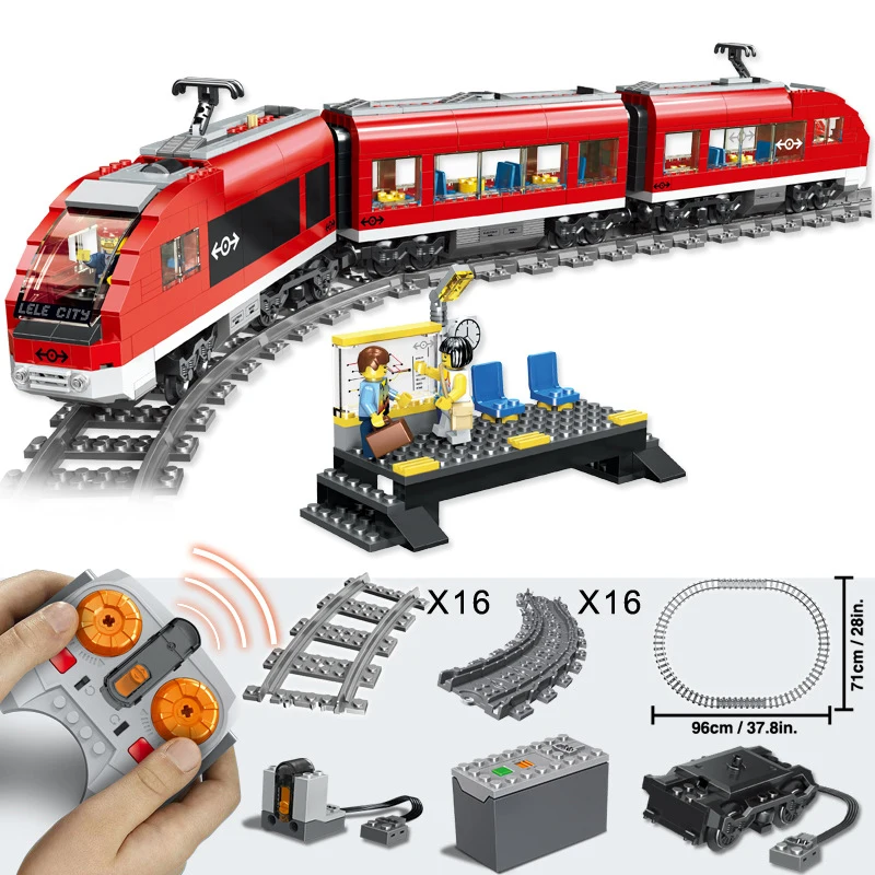 

763pc Children's building blocks toy Compatible Legoing train city Passenger remote control train figures Bricks birthday gifts