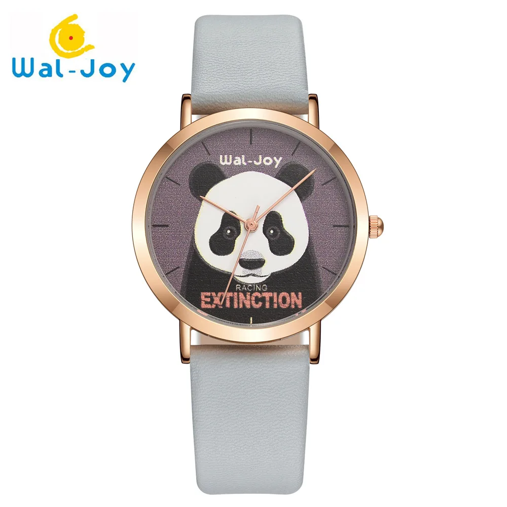 Модные женские кварцевые часы Wal Joy с изображением панды студенческие