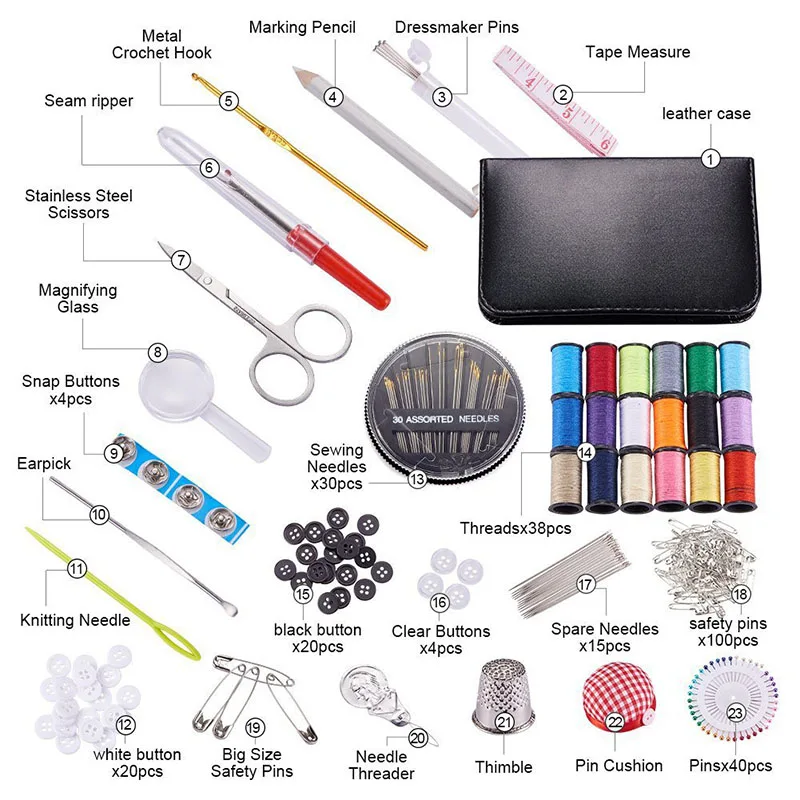 

272Pcs/Set Sewing Knitting Tools Kit Buttons Pins Scissors Sewing Threads Neddles Kit 66CY