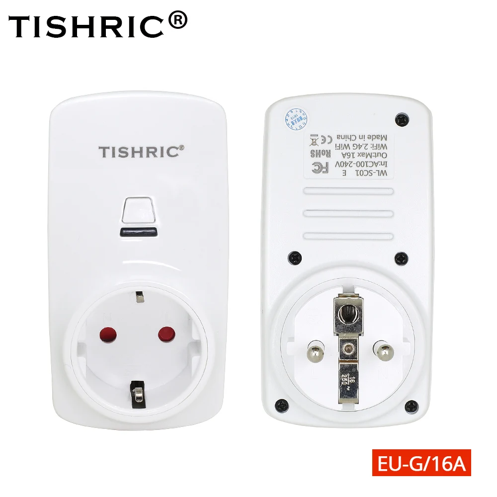 TISHRIC T30 Смарт Wi-Fi Разъем EU/AU/FR/UK/US Евро адаптер 16A 220 В пульт дистанционного управления с Google Home Alexa IFTTT умная/wifi розетка - Цвет: EU-G Plug