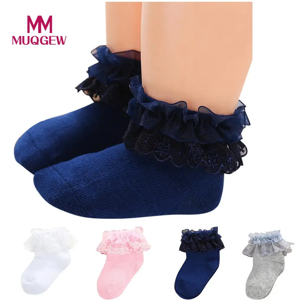 

MUQGEW High quality Baby Kids Girls soft warm Comfortable Lace Cute Cotton Princess Sock Slippers Ankle Socks Solid Lovely Gifts