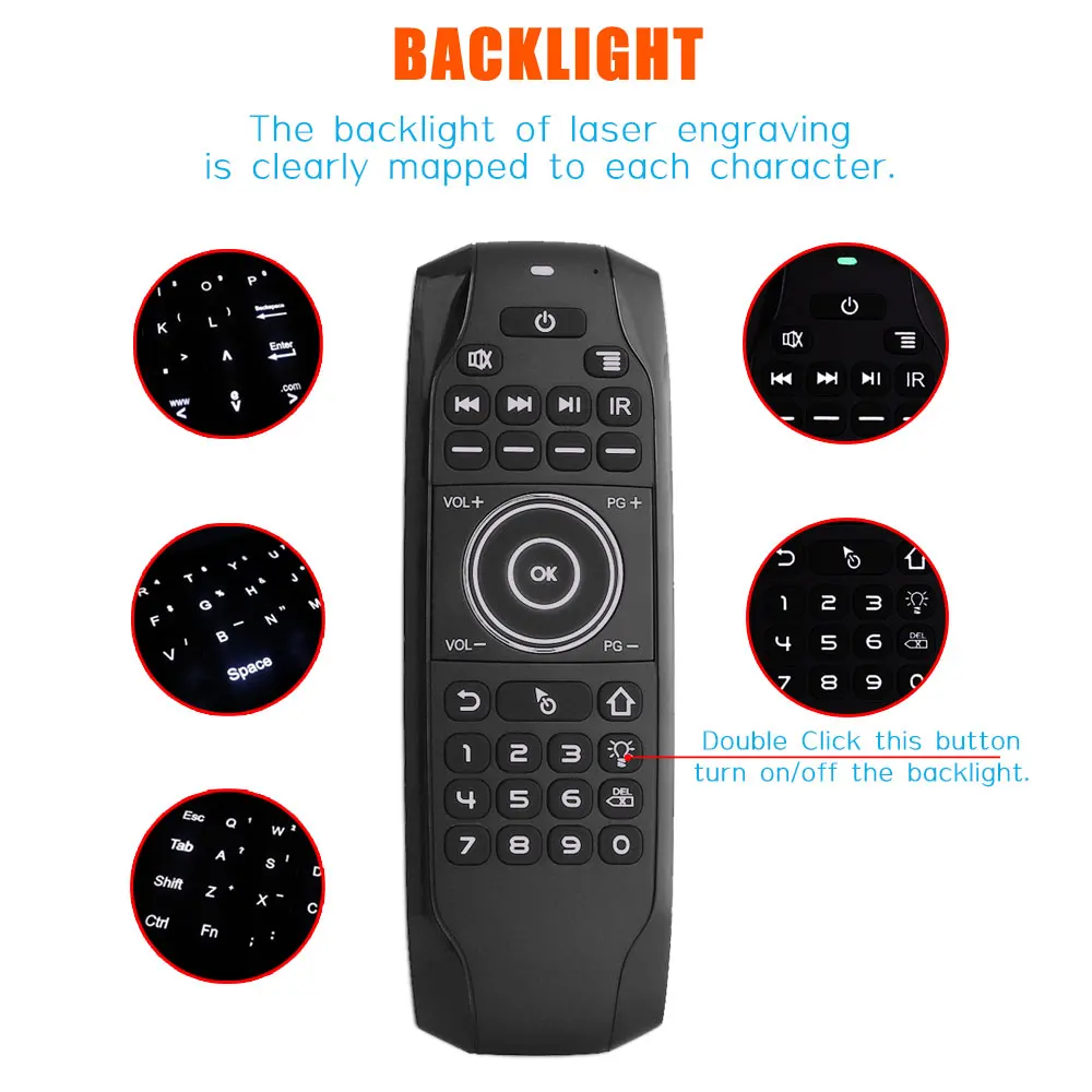 Беспроводная мини клавиатура с подсветкой Air Remote Mouse 5 кнопок ИК обучающая Мини