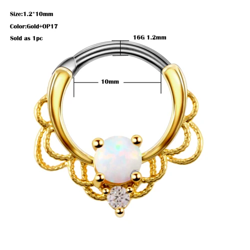 1 шт. сталь OP17 пирсинг носа Daith Helix Пирсинг Серьга в нос Перегородка ухо ушной хрящ в плену обруч кольцо Лабрет ювелирные изделия для тела - Окраска металла: B0908