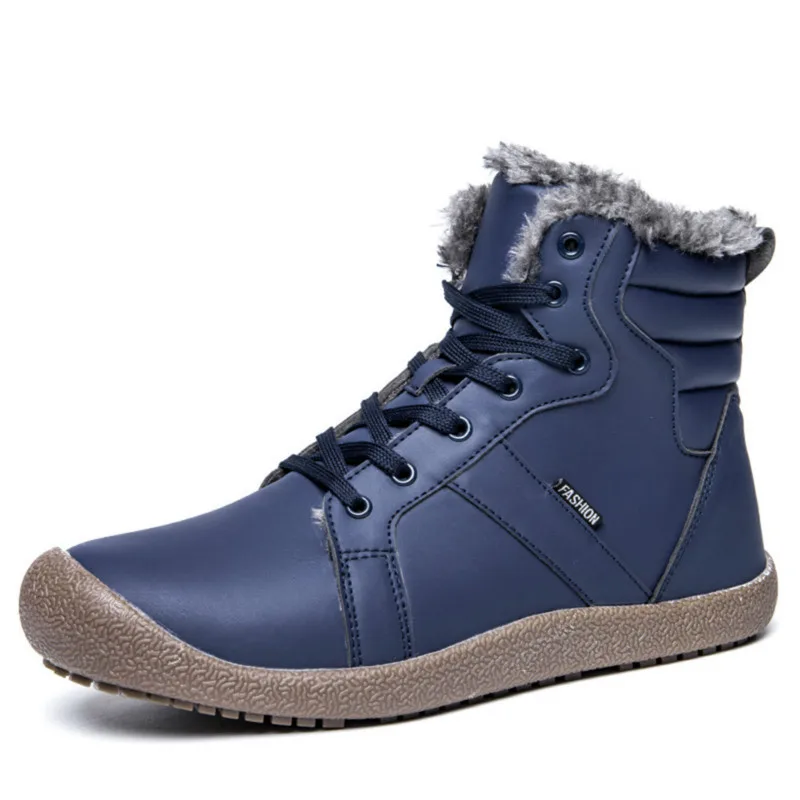 Pu Suela marrón Impermeables Cuero azul De Piel Para Alta Nieve Negro Calidad Goma Antideslizantes Botas Hombre twvaqBx