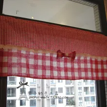 Милый В красную клетку бант шить Деревенская кухня шторы в простом стиле для гостиной, спальни, кофейный занавес 85*30/50 см по индивидуальному заказу