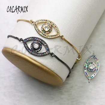 

10pcs Devil eye bracelets rainbow zircon jewelry crystal accessories connectors bracelets jewelry for women 9338