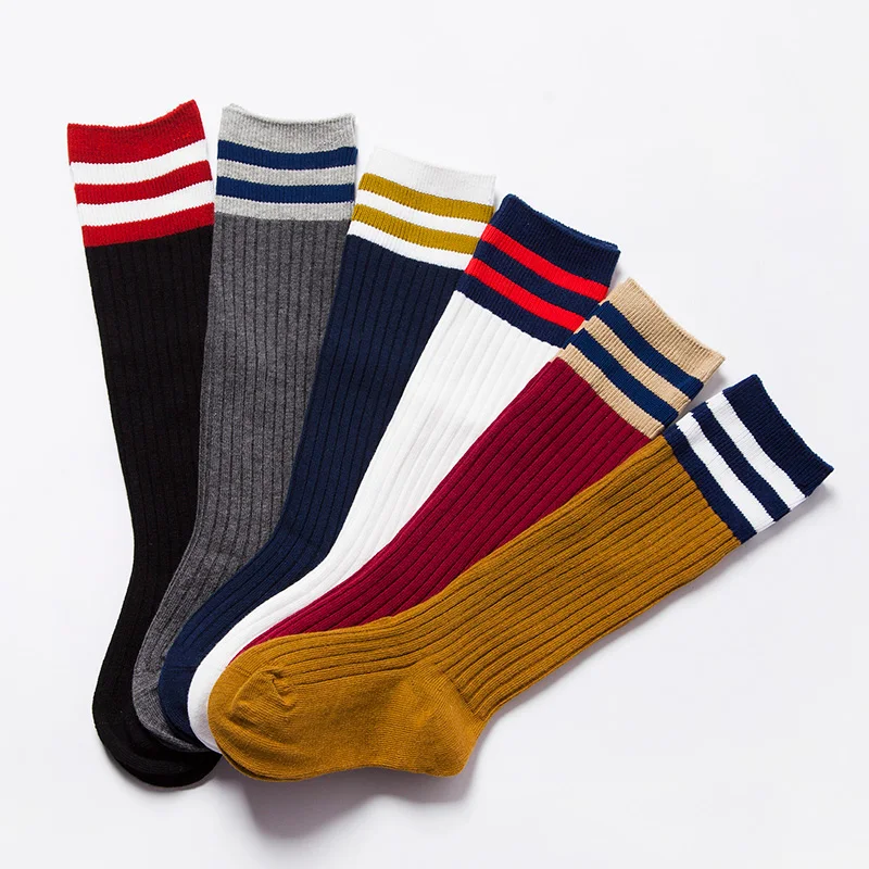 

Kids socks Boy Girl baby Children's Long tube socks Three bar Children's knee socks Combed cotton Children's socks Spring Autumn