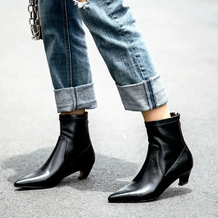 

Fall/Winter New Stretchy Ankle Boots Womens Pointed Kitten Heels grace Lady Hot C60