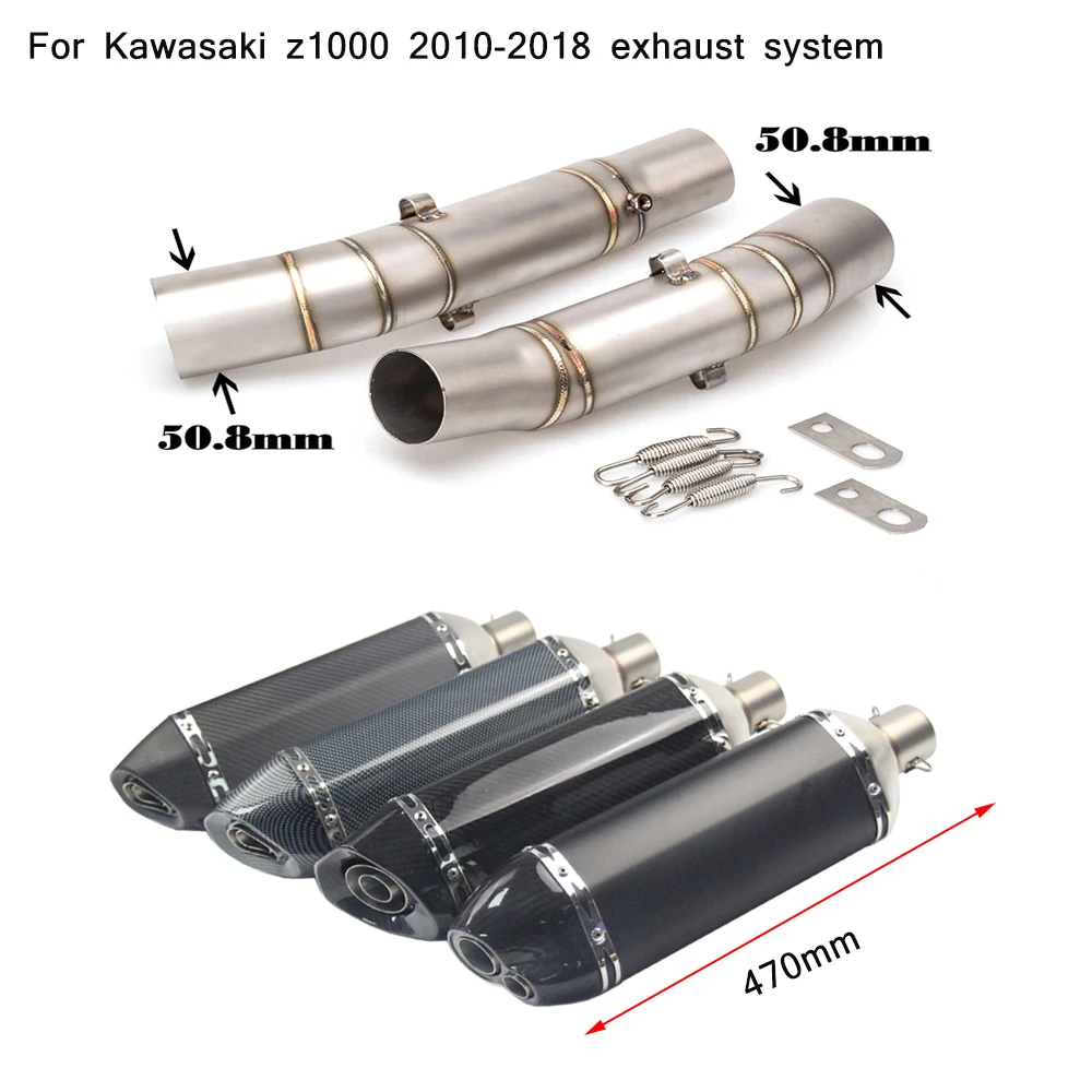 

Motorcycle Middle Pipe Left With Right Exhaust System Silp on for Kawasaki z1000 2010 2011 2012 2013 2014 2015 2016 2017 2018
