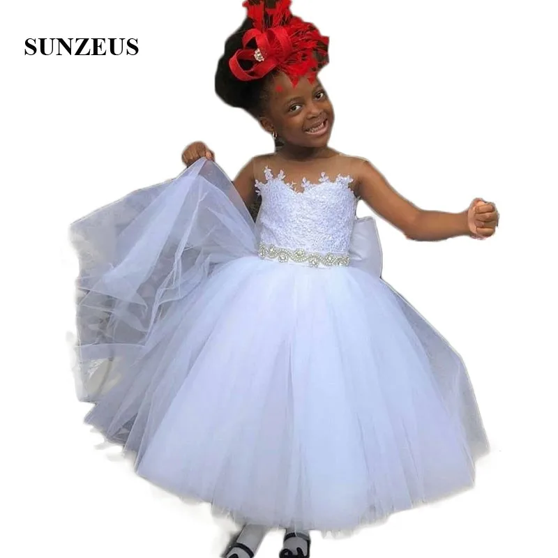 flower girl dress with tulle and ribbon waist