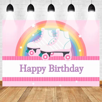 

Roller Themed Birthday Party Photo Background for Children Rainbow Baby Party Decoration Props Backdrop Star Stripe Photo Studio