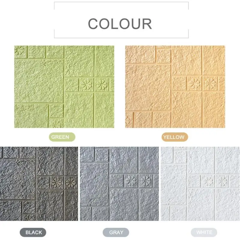 

3D Waterproof PE Foam Wall Stickers Thick Anti-crash DIY Self-adhesive Decal Home Decor Wallpaper Wall Decor Living Wall Sticker