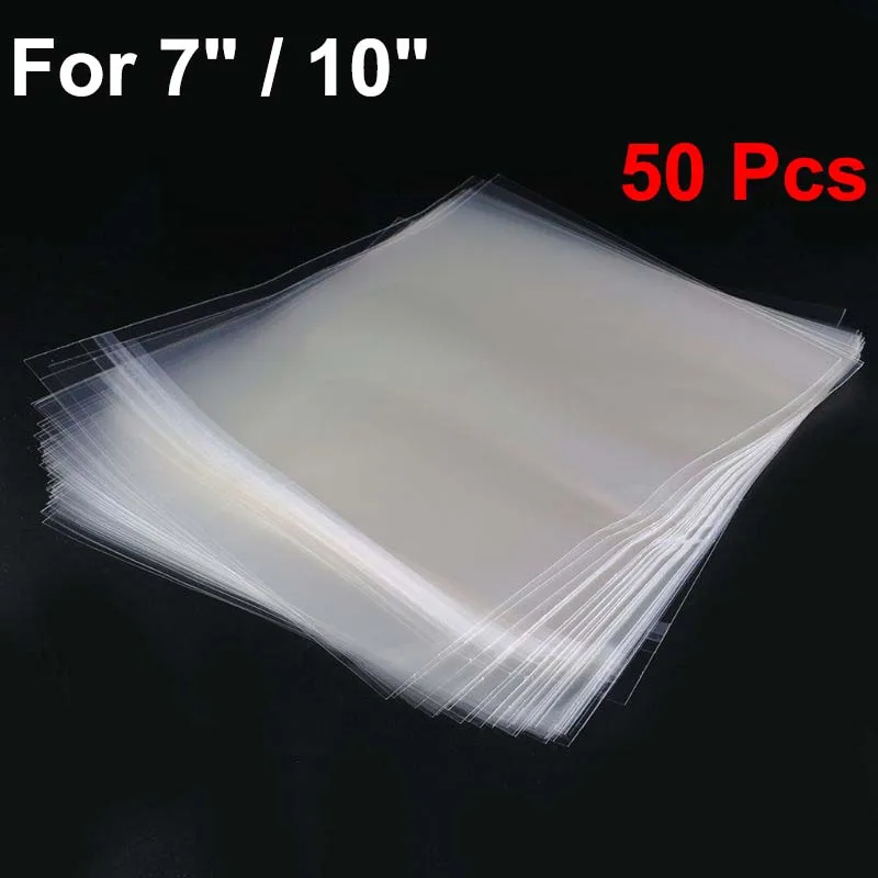 

50PCS OPP Gel Record Protective Sleeves Cover Self Adhesive Bag For 7 10 Inches Turntable Vinyl Records Accessories