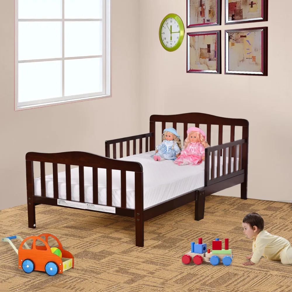 Baby Toddler Bed Kids Children Wood Bedroom Furniture W Safety Baby Toddler Bed Kids Children Wood