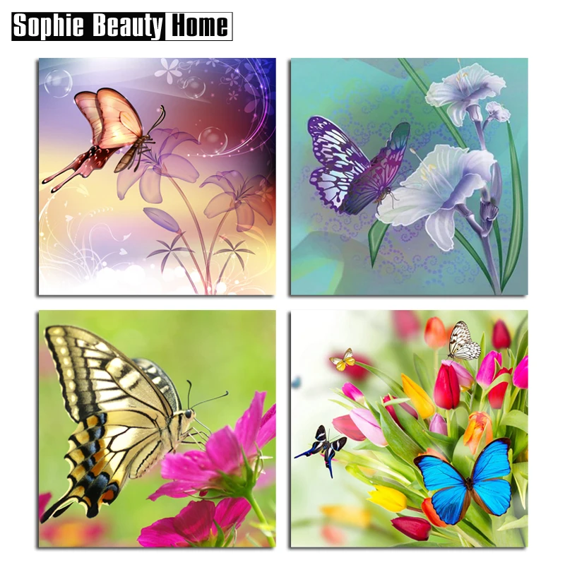 Full DIY 5D Diamond Painting Cross Stitch Butterfly And Flower Embroidery rhinestones Mosaic Home Decor 060106 | Дом и сад