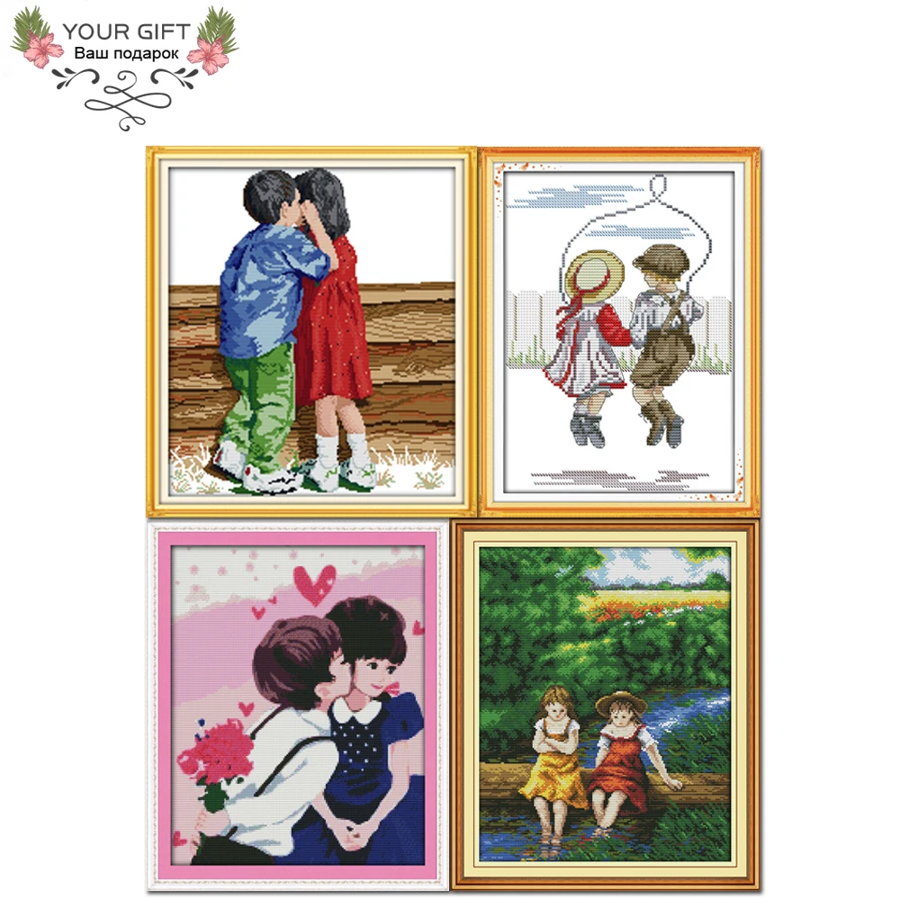 Joy Sunday R698(2)R733R840RA004 домашний декор шепот поцелуй скакалка детство друг вышивка