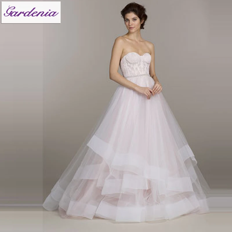 Vestidos De Noiva A Line Lace Top Layered Skirt Blush Pink Vestidos De Noiva A Line Lace Top Layered Skirt Blush Pink Wedding Dresses Beach 2017 In From Weddings Events On