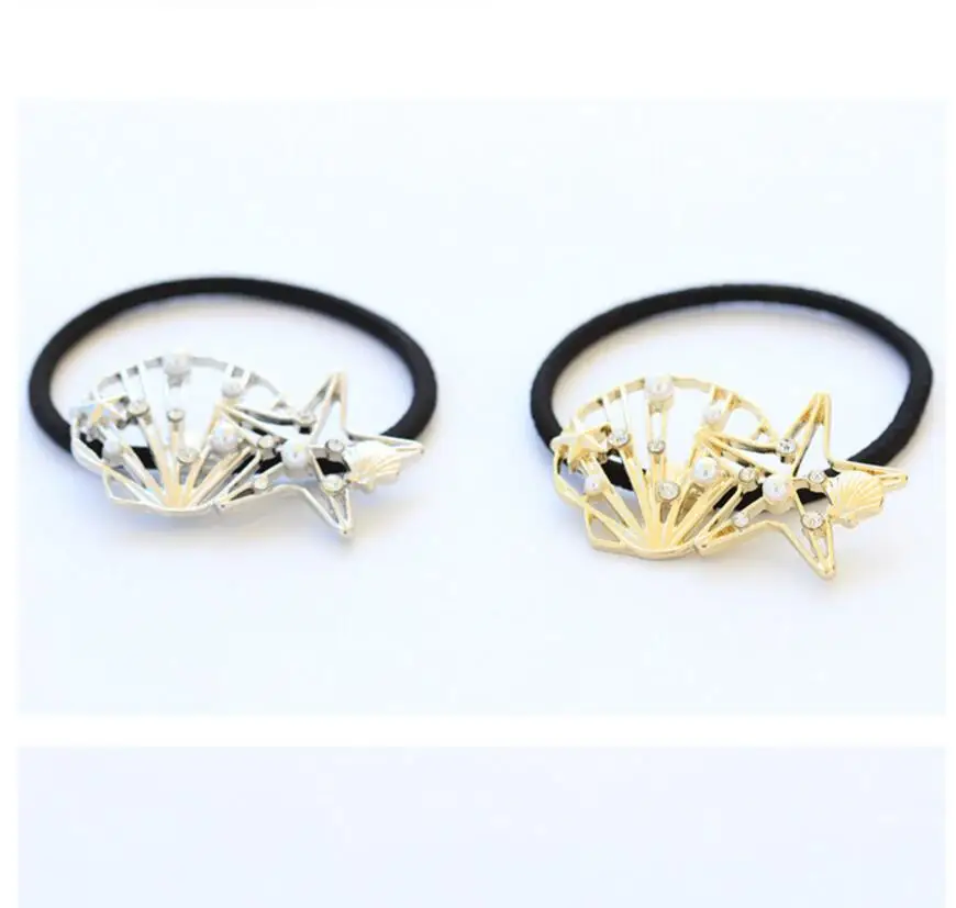 

Timlee H064 Free shipping Grace Novel Cute Seastar Shell Hair band Rope Girls Lovely Hair Accessary Gift