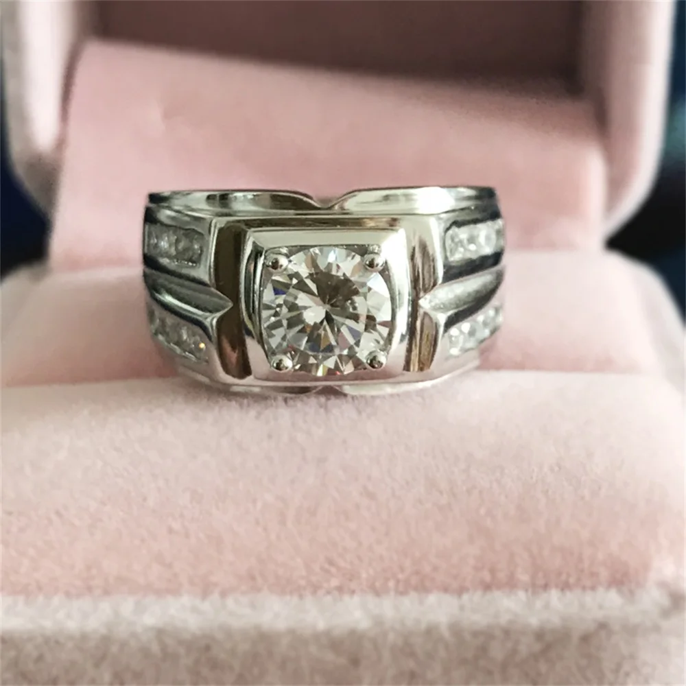 Yhamni твердый 925 Серебряные кольца для Для мужчин Сона 1 карат Diamant Обручальные кольца кубического циркония свадебные Кольца Для мужчин Jewelry 04